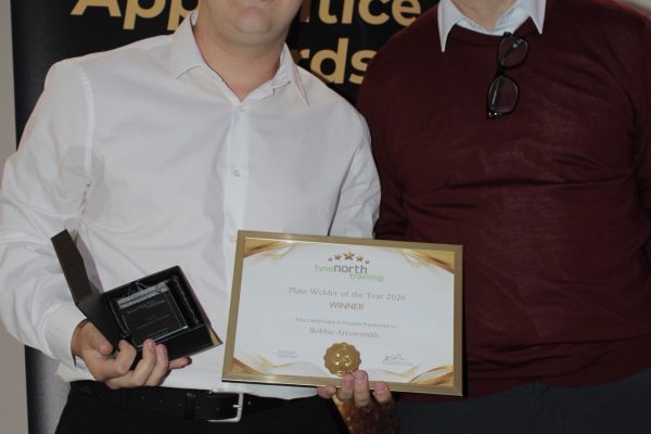 Robbie receives his award from Owen McAteer, Enginuity photo credit ljmayxphotography