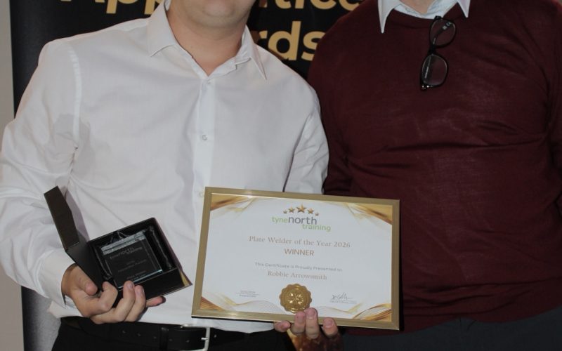 Robbie receives his award from Owen McAteer, Enginuity photo credit ljmayxphotography